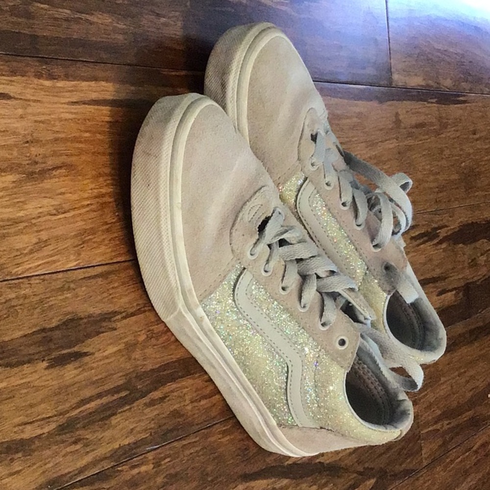 LIKE NEW Girls silver sparkly VANS